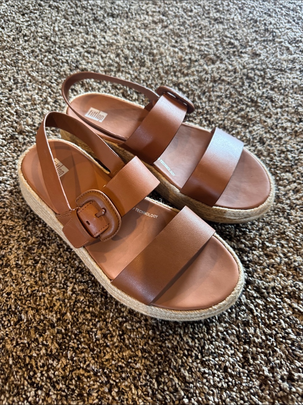 Fitflop Brown Double-Strap Espadrille Sandals with Buckle